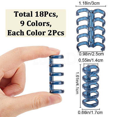 18Pcs 9 Colors 5-Ring Plastic Loose Leaf Book Binder Hinged Rings FIND-CP0002-34-1