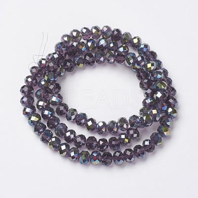 Electroplate Transparent Glass Beads Strands EGLA-A034-T6mm-S07-1
