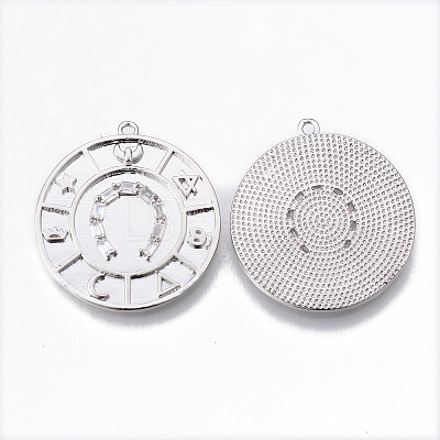Brass Micro Pave Clear Cubic Zirconia Pendants KK-N232-164-NF-1