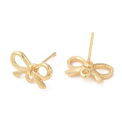 Bowknot Alloy Stud Earring Findings X-PALLOY-Q447-03LG-1
