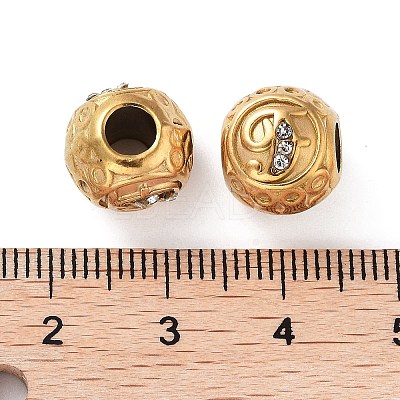 Ion Plating(IP) 304 Stainless Steel Rhinestone European Beads STAS-A092-10F-G-1