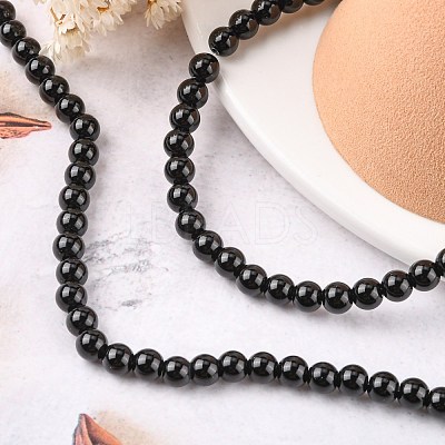 Synthetic Black Stone Beads Strands X-G-G088-6mm-1