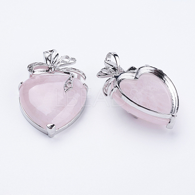 Natural Rose Quartz Pendants G-E433-B-02P-1