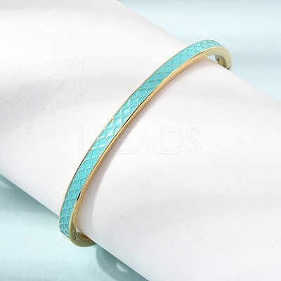 304 Stainless Steel Enamel Hinged Cuff Bangles for Women SA-CBAC920-15G-01A-1