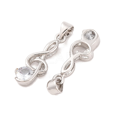 Musical Note Real Platinum Plated Brass Cubic Zirconia Pendants ZIRC-R014-09-1