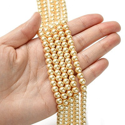 Dyed Glass Pearl Round Bead Strands X-HY-A002-6mm-RB072-1