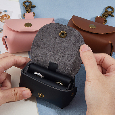 PU Leather Ring Storage Gift Cases with Iron Rings & Clasps AJEW-WH0348-484B-1