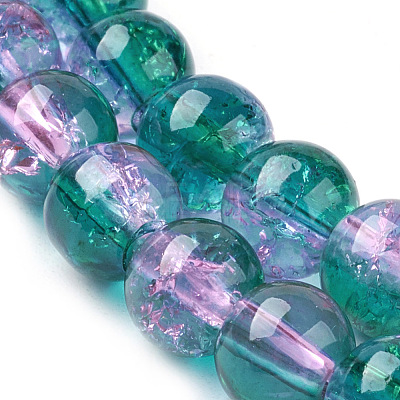 Spray Painted Crackle Glass Beads Strands CCG-Q002-6mm-06-1