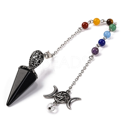 Natural & Synthetic Gemstone Pointed Hexagonal Cone Dowsing Pendulums G-Q184-03AS-1