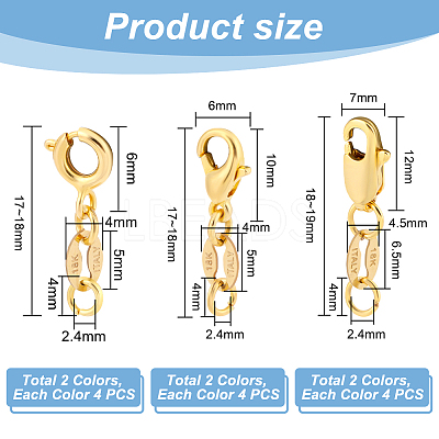24Pcs 6 Styles Brass Spring Ring Clasps FIND-PH0009-98-1