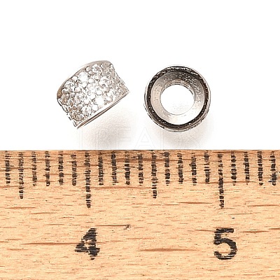 925 Sterling Silver Micro Pave Clear Cubic Zirconia Beads STER-B006-10A-P-1