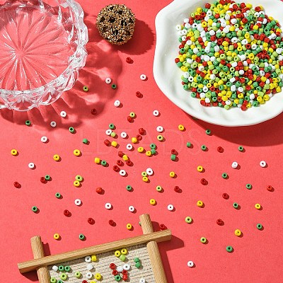 50G 5 Colors Christmas Theme Silver Lined Glass Seed Beads SEED-YW0002-62A-1
