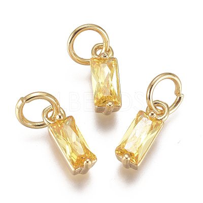 Brass Micro Pave Cubic Zirconia Charms ZIRC-F111-03G-1