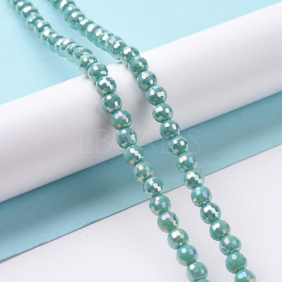 Electroplate Opaque Solid Color Glass Beads Strands GLAA-E036-10A-1