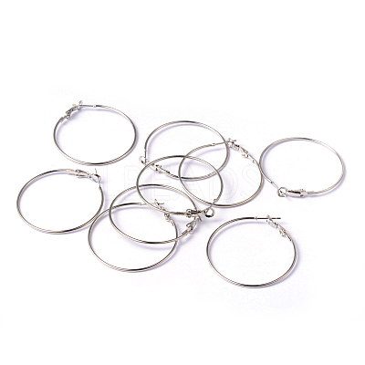 Platinum Color Brass Hoop Earrings X-EC108-3NF-1