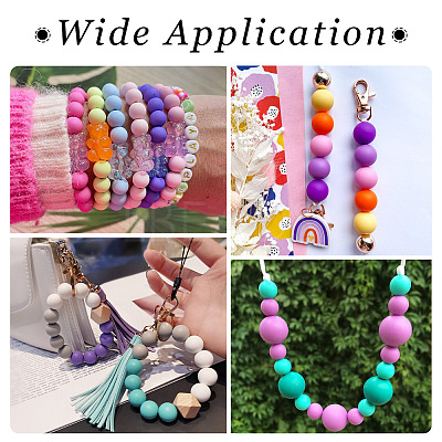 80Pcs 8 Styles Round Food Grade Silicone Beads SIL-TA0002-07-1