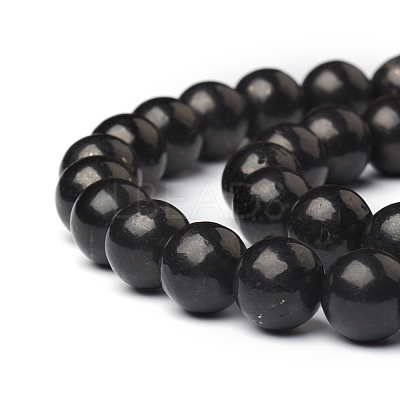 Natural Shungite Beads Strands G-I271-C03-12mm-1