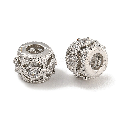 Rack Plating Brass Micro Pave Clear Cubic Zirconia Beads KK-U030-16O-1