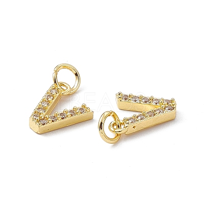 Real 18K Gold Plated Brass Micro Pave Clear Cubic Zirconia Charms KK-E068-VB452-V-1