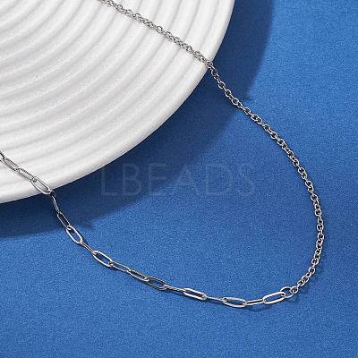 304 Stainless Steel Paperclip Chain Cable Chain Necklaces for Women NJEW-JN05590-1