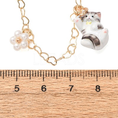 304 Stainless Steel Enamel Cute Cat Shape Pendant Necklaces for Women SA-G068-01G-01-1