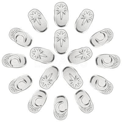 16Pcs 2 Style Oval with Moon & Star 304 Stainless Steel Cabochons STAS-DC0002-66-1