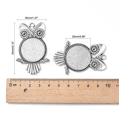 Tibetan Style Alloy Pendant Rhinestone Cabochon Settings TIBEP-4494-AS-FF-1