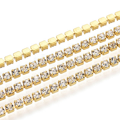 Brass Rhinestone Strass Chains CHC-T001-SS4.5-01G-1