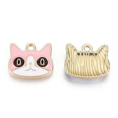 Light Gold Plated Alloy Kitten Pendants ENAM-T009-41B-1