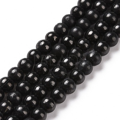 Natural Shungite Beads Strands G-D481-15B-4MM-1
