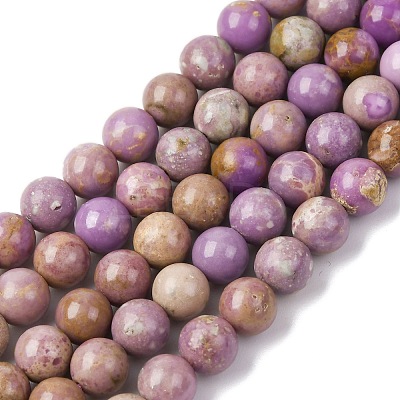 Natural Lepidolite/Purple Mica Stone Beads Strands G-K401-A01-6mm-1