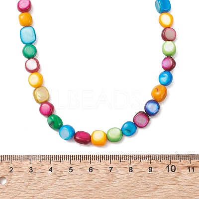 Dyed Natural Shell Colorful Nuggets Beaded Necklaces for Women NJEW-JN06002-1