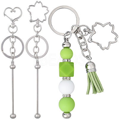 10Pcs Iron Bar Beadable Keychain KEYC-SC0001-76-1