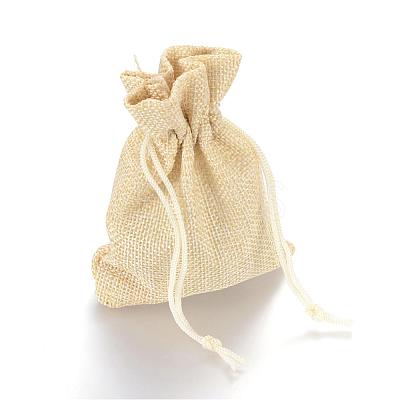 Polyester Imitation Burlap Packing Pouches Drawstring Bags ABAG-R005-17x23-13-1