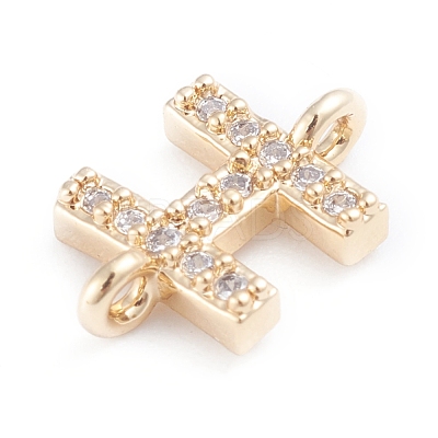 Brass Micro Pave Cubic Zirconia Letter Links ZIRC-I042-16G-H-1