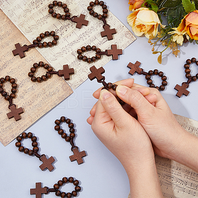 25Pcs Wood Cross & Round Beads Finger Rings RJEW-DC0001-23A-1