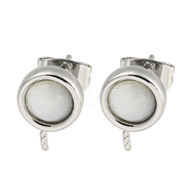 Brass with Sea Shell Stud Earring KK-Q820-05P-1