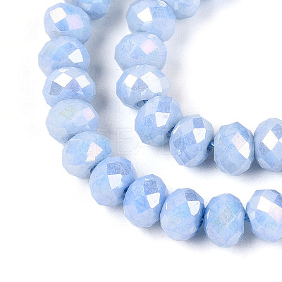 Anti-Tarnish Electroplate Rondelle Glass Beads Strands X-EGLA-T021-6mm-17-09-1