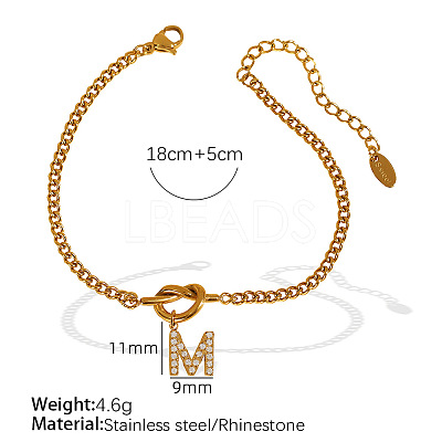 304 Stainless Steel Micro Pave Clear Cubic Zirconia Charm Bracelets WG4D47F-14-1
