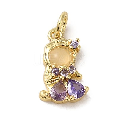 Brass Micro Pave Colorful Cubic Zirconia Glass Pendants X-KK-R162-026D-G-1