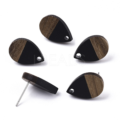 Resin & Walnut Wood Stud Earring Findings MAK-N032-002A-B01-1