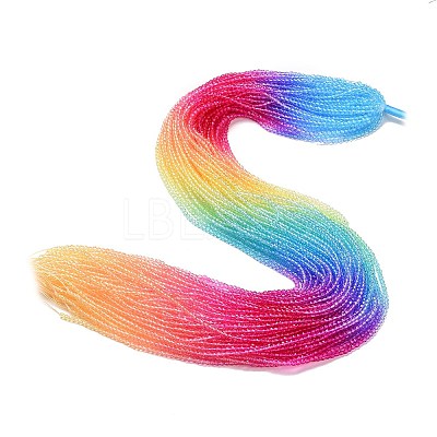 Transparent Gradient Color Glass Beads Strands GLAA-G101-2mm-04-1
