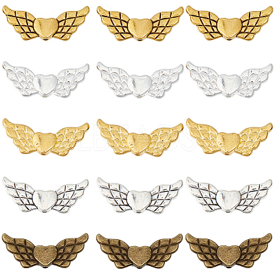 150Pcs 5 Colors Tibetan Style Alloy Angeltee Beads FIND-SC0009-30-1