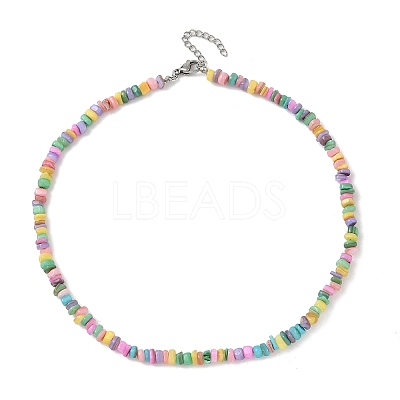 Natural Dyed Freshwater Shell Colorful Nuggets Beaded Necklaces for Women NJEW-JN05434-1