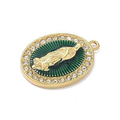 304 Stainless Steel Enamel with Crystal Rhinestone Pendants STAS-G371-03G-05-1