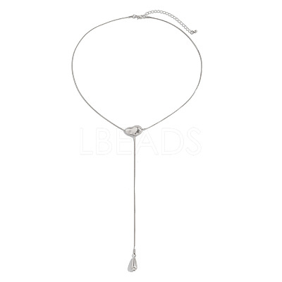 Iron Snake Chain with CCB Plastic Teardrop Tassel Lariat Necklaces FS-WG4E033-02-1