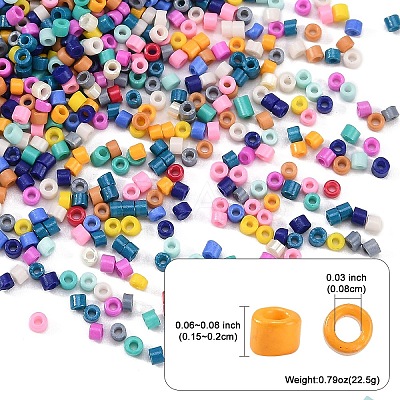 1800Pcs 15 Colors Glass Cylinder Beads SEED-YW0002-59-1