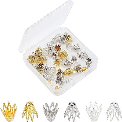 Multi-Petal Brass Bead Caps KK-CA0001-01-1
