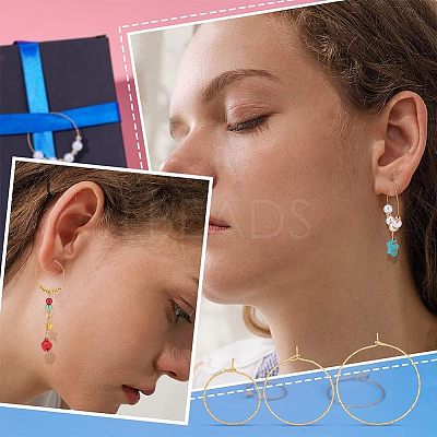 36Pcs 3 Size Ion Plating(IP) 316 Surgical Stainless Steel Hoop Earrings Findings STAS-UN0039-40-1