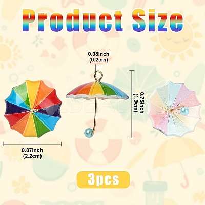 3Pcs 3 Colors Resin Pendants CRES-YW0002-77-1